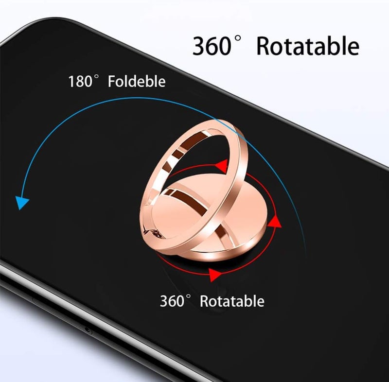 Tomorotec Ultra Slim Phone Ring Holder, Tomorotec Thin Cell Phone Ring Stand for Magnetic Car Mount with Black Car Mount Hook - for iPhone X XR XS 8 7 Plus 6S 6 5s 5 SE, Galaxy S8 S7 S6 Edge (Rose Gold) - Image 4