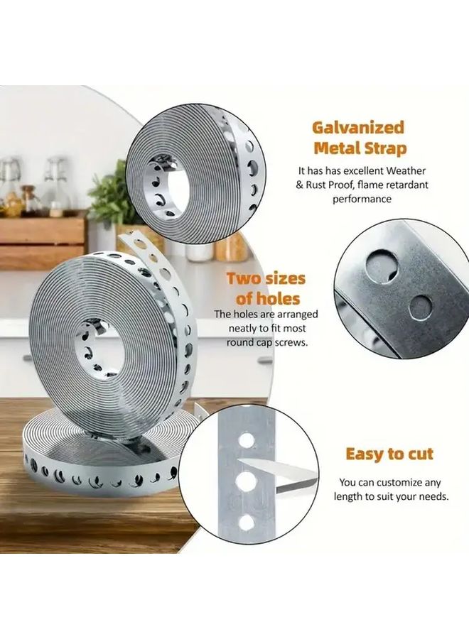 2pcs 118 Inch Perforated Galvanized Steel Strap Pre Drilled Holes Pipe Support - Image 2