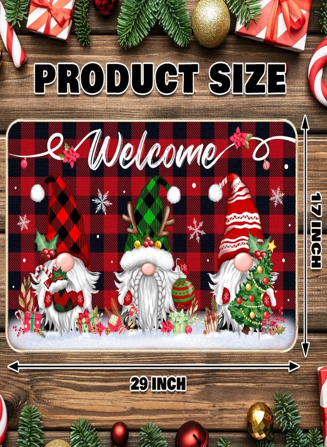 TREWAVE Christmas Welcome Decorative Doormat Christmas Gnome Door Mat Non Slip Rubber Backing Floor Mat Seasonal Winter Holiday Front Porch Rugs for Outdoor Indoor Entrance, 29 x 17 Inch - Image 2
