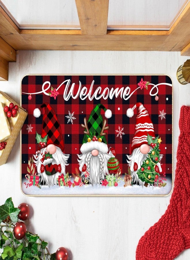 TREWAVE Christmas Welcome Decorative Doormat Christmas Gnome Door Mat Non Slip Rubber Backing Floor Mat Seasonal Winter Holiday Front Porch Rugs for Outdoor Indoor Entrance, 29 x 17 Inch - Image 4