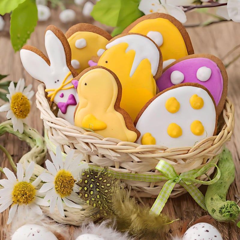 SMASOLO Easter Cookie Cutters Set 9pcs Metal Chicken and Bunny Biscuit Mold DIY Cute Cookie Cutters for Party and Festival Baking - Image 5
