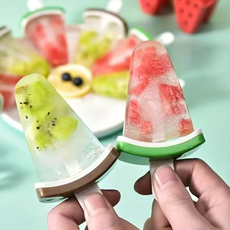 PUTHAK 1pc of 4 Grid Watermelon Orange Kiwi Ice Tray Ice Cream Popsicle Mold Kulfi Maker Freezer Food Grade Youngsters's DIY Ice Cream Artifact Home Use -Plastic - Image 2