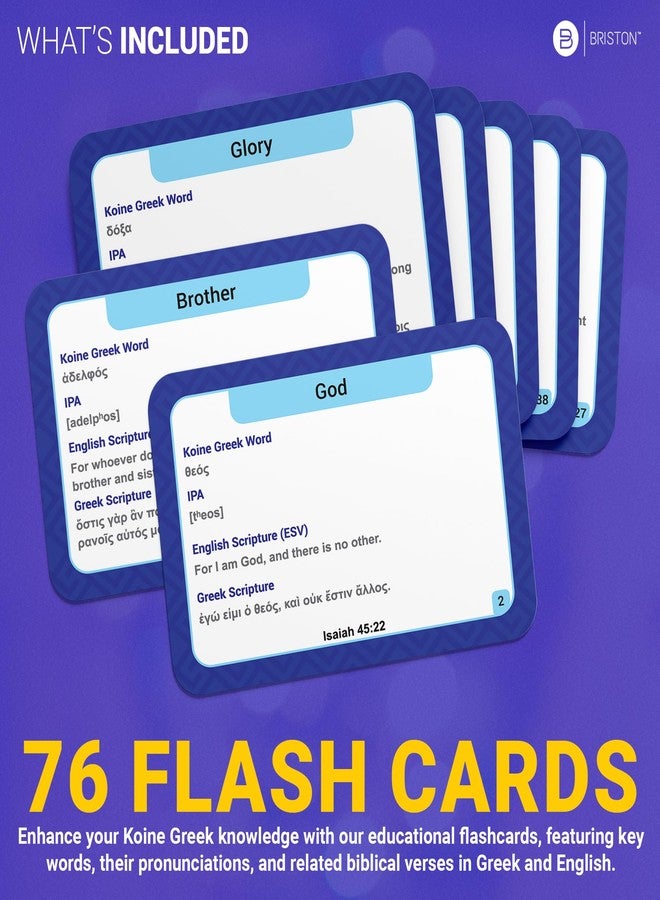 بريستون بطاقات تعليمية لمفردات اللغة اليونانية التوراتية من بريستون، 75 بطاقة - تعلم المصطلحات الشائعة من الإنجليزية إلى اليونانية في الكتاب المقدس - تعليم ترجمة اللغة للمدارس المسيحية، أو التعليم المنزلي، أو مجموعات دراسة الكتاب المقدس، أو الكنيسة - Image 4