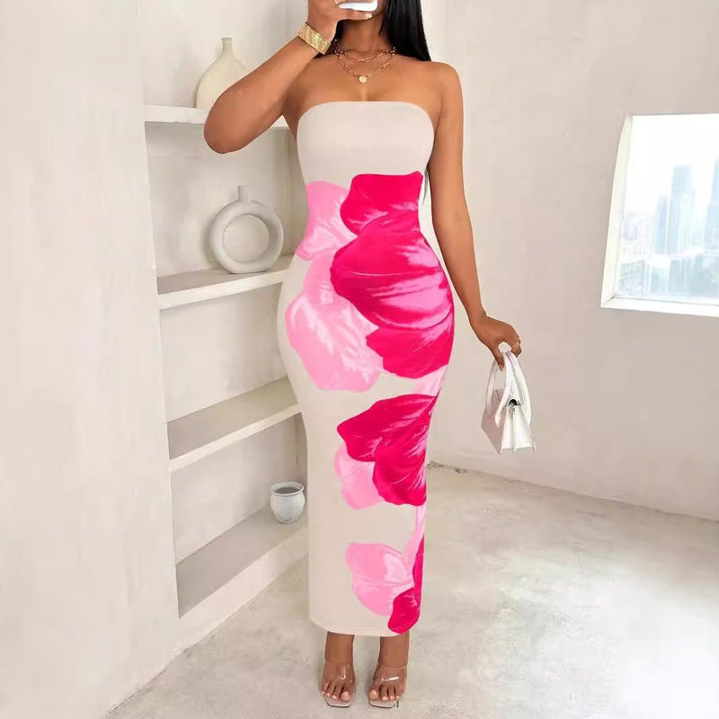 2025 Women's Slim Off-Shoulder Floral Print Dress - Image 1