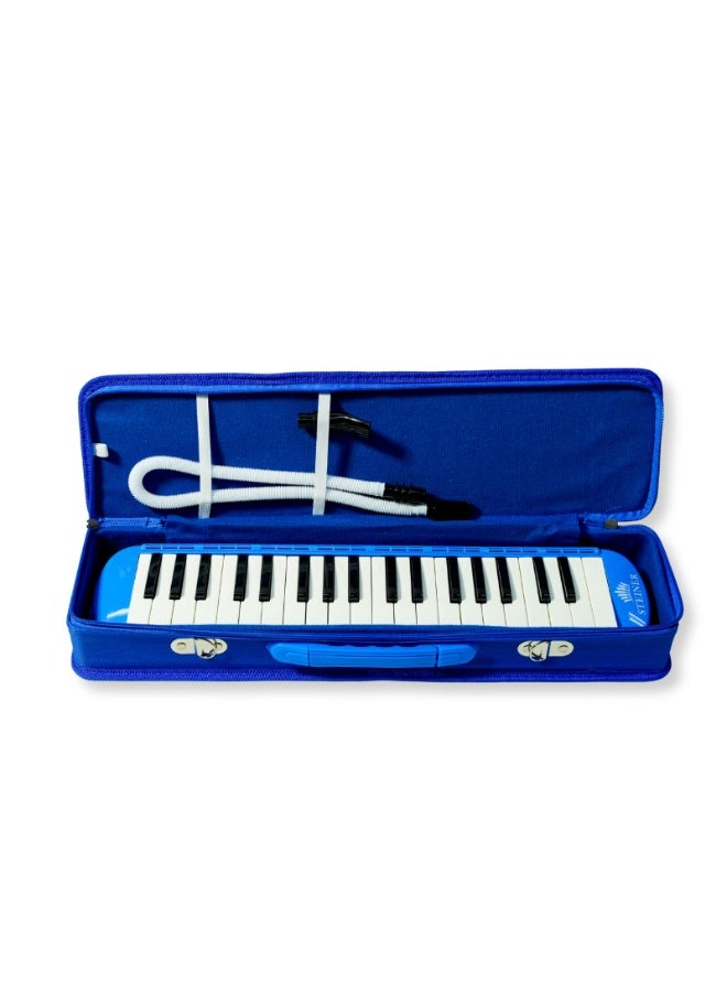 Steiner 37-Key Melodica GSM-08 – Portable Wind Keyboard Instrument with Carrying Case and Mouthpiece – Blue Finish - Image 4