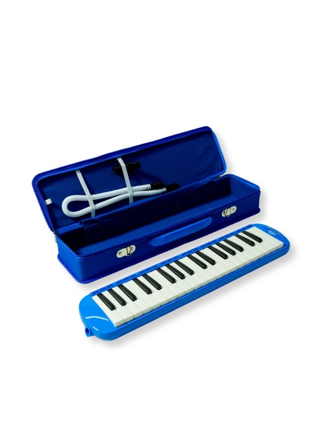 Steiner 37-Key Melodica GSM-08 – Portable Wind Keyboard Instrument with Carrying Case and Mouthpiece – Blue Finish - Image 1
