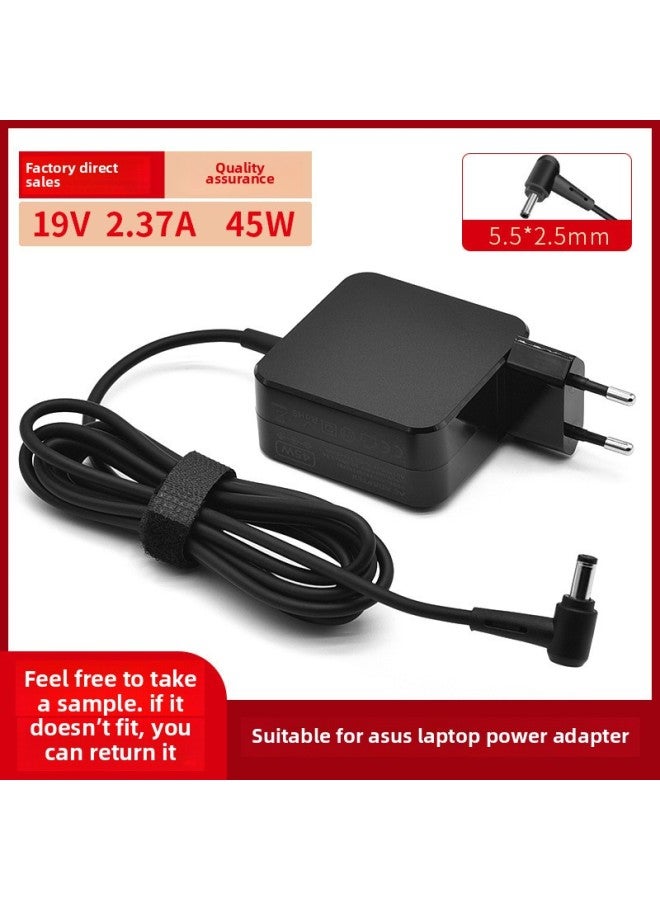 For ASUS 45w European Power Adapter 19V2.37A Notebook Charger 5.5*2.5mm Interface-Color:Black-Specifications:As 45w 5525 Square European Standard