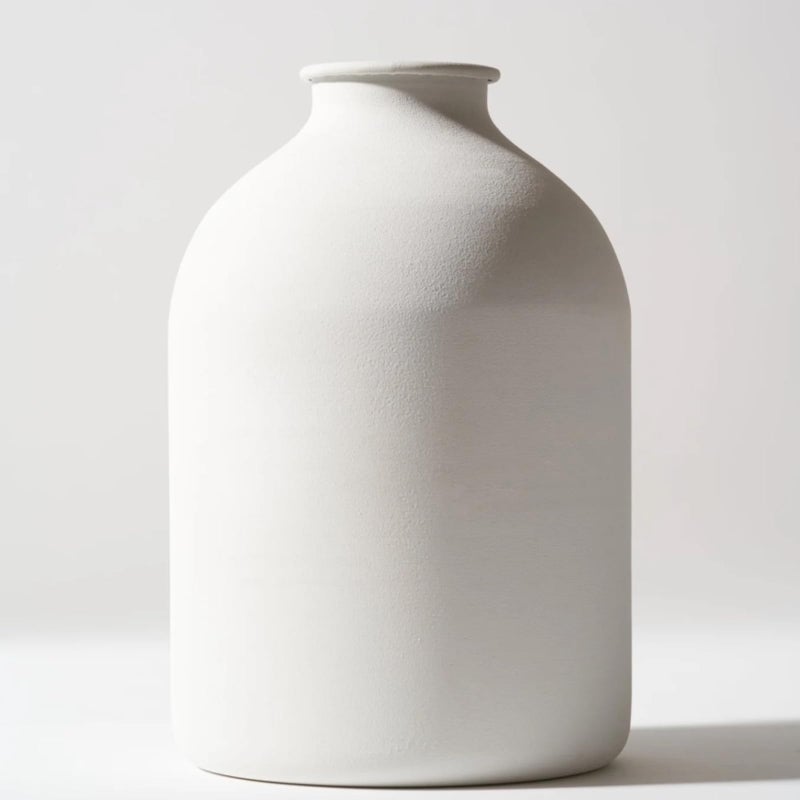 RyddeligHome Large White Vase, Big Iron Vase for Long Stem Flowers, White Arlo Matte Finish for Modern Minimalist Table Decor, Japandi Home Decor - Image 1