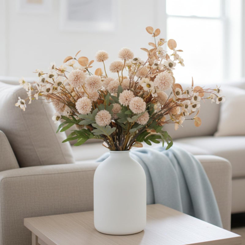 RyddeligHome Large White Vase, Big Iron Vase for Long Stem Flowers, White Arlo Matte Finish for Modern Minimalist Table Decor, Japandi Home Decor - Image 2