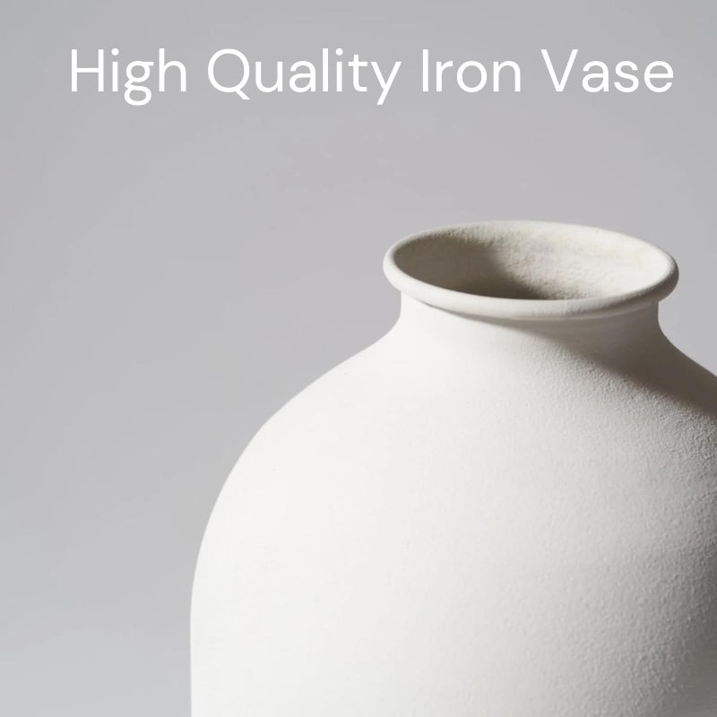 RyddeligHome Large White Vase, Big Iron Vase for Long Stem Flowers, White Arlo Matte Finish for Modern Minimalist Table Decor, Japandi Home Decor - Image 3
