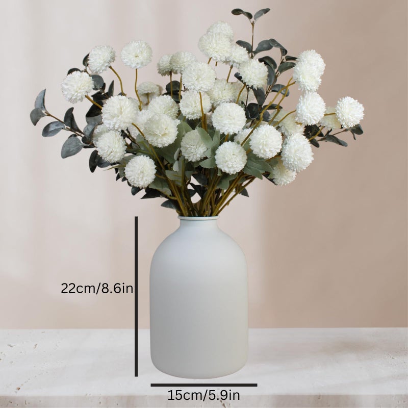 RyddeligHome Large White Vase, Big Iron Vase for Long Stem Flowers, White Arlo Matte Finish for Modern Minimalist Table Decor, Japandi Home Decor - Image 4