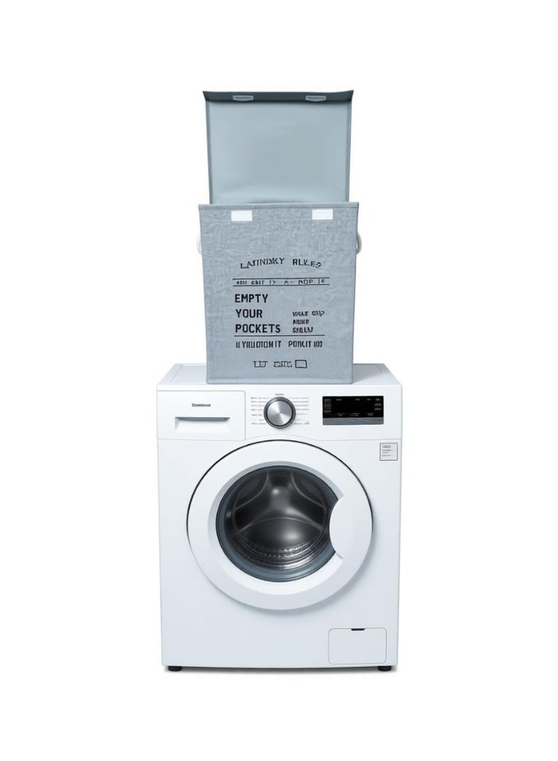 Grey 70 Litre Large Laundry Bag with Canvas Fabric And Sturdy Rope Handles ,70 Liter Collapsible & Foldable Laundry Hamper ,Multipurpose Storage Basket for Toys - Image 5