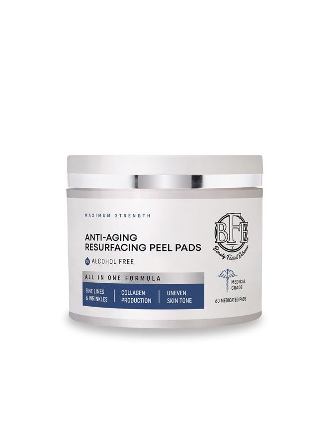 Beauty Facial Extreme Anti Aging Resurfacing Exfoliating Peel Pads Treatment- Contains Lactic, Salicylic, & Glycolic for Face & Body. Repairs Fine Lines, Wrinkles, Dark Spots, Pores, Acne Scars & Uneven Skin Tone. - Image 1