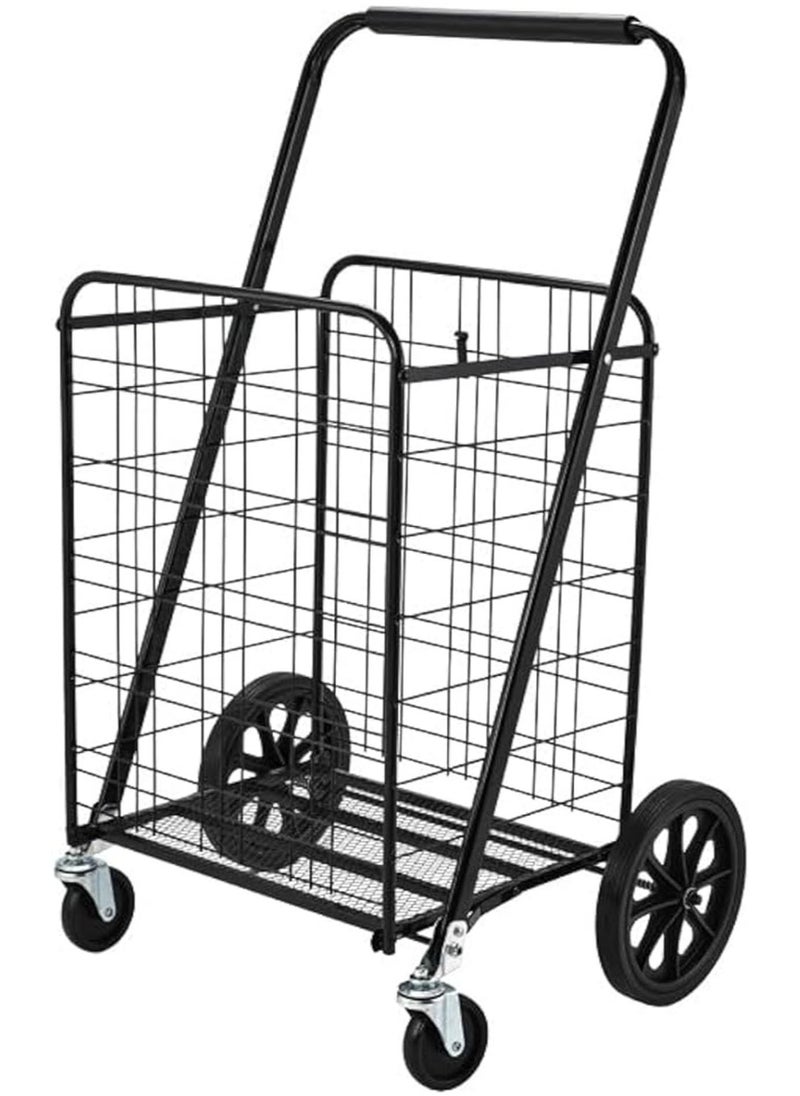Generic Folding Trolley Carts Heavy-duty Iron Carts Large Carts with 2 Iron Universal Wheels and 2 Large Wheels  - Image 1