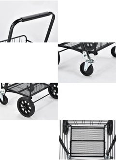 Generic Folding Trolley Carts Heavy-duty Iron Carts Large Carts with 2 Iron Universal Wheels and 2 Large Wheels  - Image 3