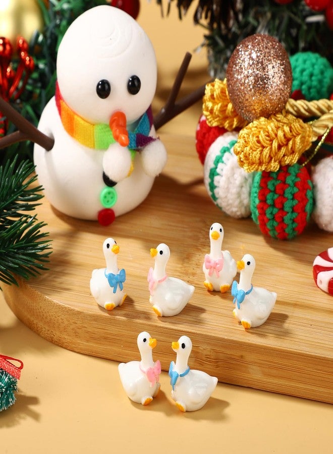 Sinbana 50 Pcs Mini Resin Goose, Tiny Resin Bow Goose Decor Cute Animal Figurines Ornaments for Fairy Garden Landscape DIY Craft Accessories (Blue & Pink) - Image 3