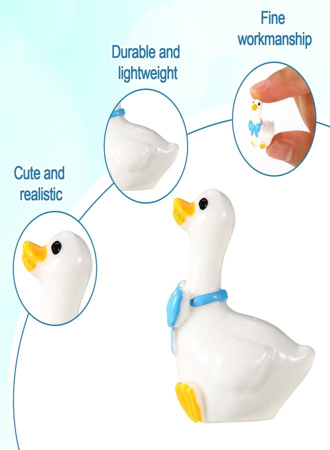 Sinbana 50 Pcs Mini Resin Goose, Tiny Resin Bow Goose Decor Cute Animal Figurines Ornaments for Fairy Garden Landscape DIY Craft Accessories (Blue & Pink) - Image 4
