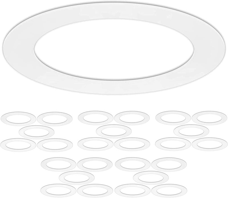 harrrrd 25 Pack Gloss White Goof Trim Ring for 6" Inch Recessed Can Lighting Down Light, Outer Diameter 8 Inches - Image 1