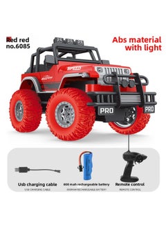 1:18 Two-wheel Drive Alloy Remote Control Car Charging Wireless Four-way Climbing Off-road Electric Children's Model Toy-Color:6085 Red (plastic Version With Light)