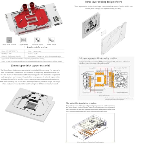 Barrow Copper GPU Water Cooling Block GPU Waterblock for Asus RTX5090 RTX5090Ti RTX5080 RTX5080Ti RTX5070 RTX5070Ti RTX5060 RTX5060Ti (for Asus TUF RTX5080 RTX5070Ti O16G Gaming) - Image 4