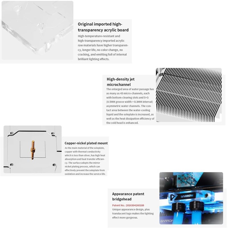 Barrow Copper GPU Water Cooling Block GPU Waterblock for Asus RTX5090 RTX5090Ti RTX5080 RTX5080Ti RTX5070 RTX5070Ti RTX5060 RTX5060Ti (for Asus TUF RTX5080 RTX5070Ti O16G Gaming) - Image 5