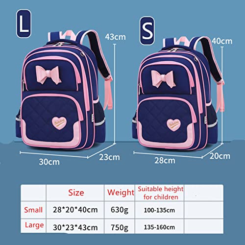 VIDOSCLA School Bags for Girls 2Pcs Bowknot Girls Backpack Elementary Princess Bookbag Sets for School - Image 2