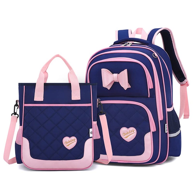 VIDOSCLA School Bags for Girls 2Pcs Bowknot Girls Backpack Elementary Princess Bookbag Sets for School - Image 3