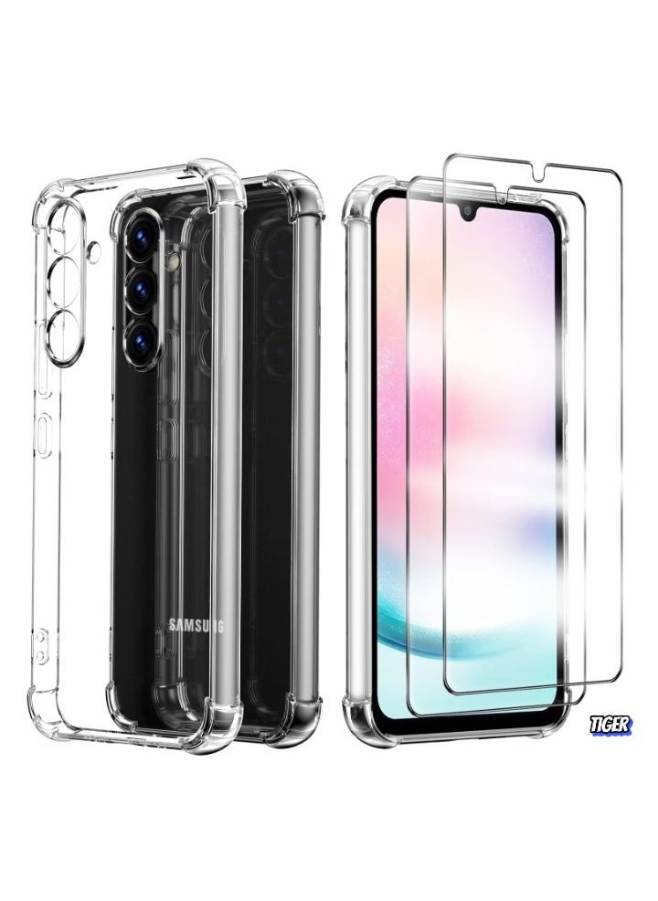 JAJEEK Samsung A16 Cover with 2 Pack Tempered Glass Screen Protector – Soft Bumper Anti-Scratch Shockproof Phone Case for Samsung Galaxy A16 4G/5G - Image 1