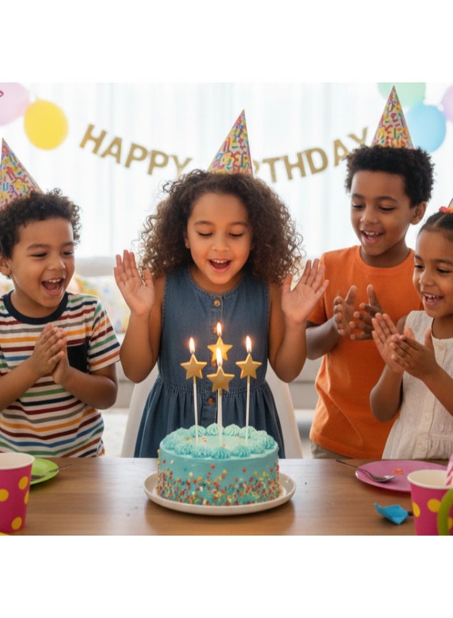 Ciao Gold Star Candles – Pack of 4 Decorative Cake Candles for Birthday and Party Celebration - Image 2