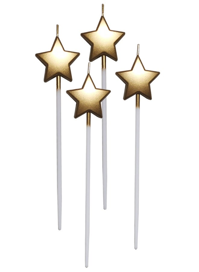 Ciao Gold Star Candles – Pack of 4 Decorative Cake Candles for Birthday and Party Celebration - Image 1