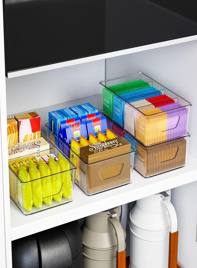 Yieach 6 Pack Refrigerator Organizer Bins,Clear Plastic Cabinet Kitchen Organizers and Storage - BPA Free Fridge Organizer,Bathroom Under Sink Storage,4 Compartment Snack Containers,for Freezer,Cabinet - Image 5