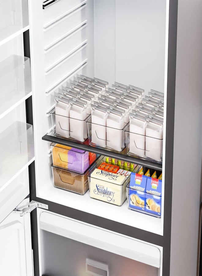 Yieach 6 Pack Refrigerator Organizer Bins,Clear Plastic Cabinet Kitchen Organizers and Storage - BPA Free Fridge Organizer,Bathroom Under Sink Storage,4 Compartment Snack Containers,for Freezer,Cabinet - Image 2