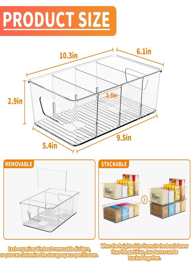 Yieach 6 Pack Refrigerator Organizer Bins,Clear Plastic Cabinet Kitchen Organizers and Storage - BPA Free Fridge Organizer,Bathroom Under Sink Storage,4 Compartment Snack Containers,for Freezer,Cabinet - Image 3