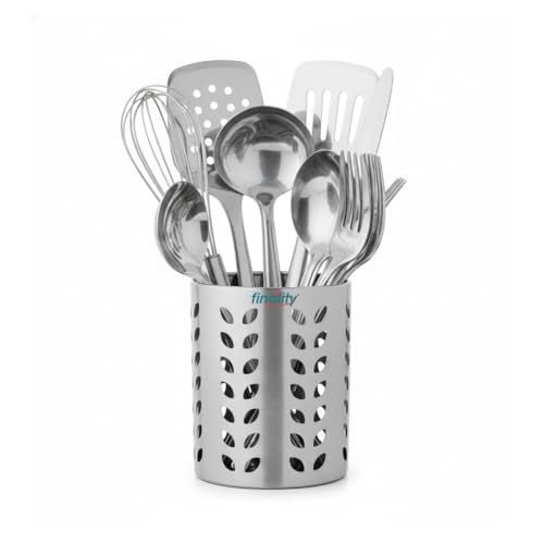 FINALITY Stainless Steel Spoon Holder for Kitchen | Cutlery Stand | Spoon Holder for Kitchen Counter Top | 9 CM Cutlery Holder | Pen Holder for Dining Table | Spatula Holder| Pack of 1 - Image 1