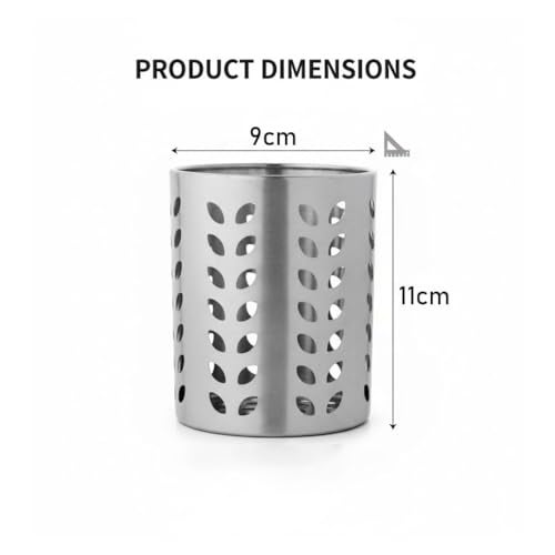 FINALITY Stainless Steel Spoon Holder for Kitchen | Cutlery Stand | Spoon Holder for Kitchen Counter Top | 9 CM Cutlery Holder | Pen Holder for Dining Table | Spatula Holder| Pack of 1 - Image 4