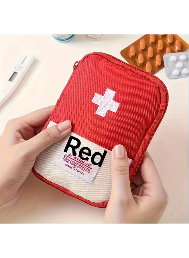 Large Pink Embroidery Details Portable Outdoor Fabric First Aid Medicine Storage Bag - Image 4