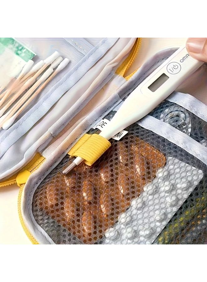 Large Pink Embroidery Details Portable Outdoor Fabric First Aid Medicine Storage Bag - Image 3