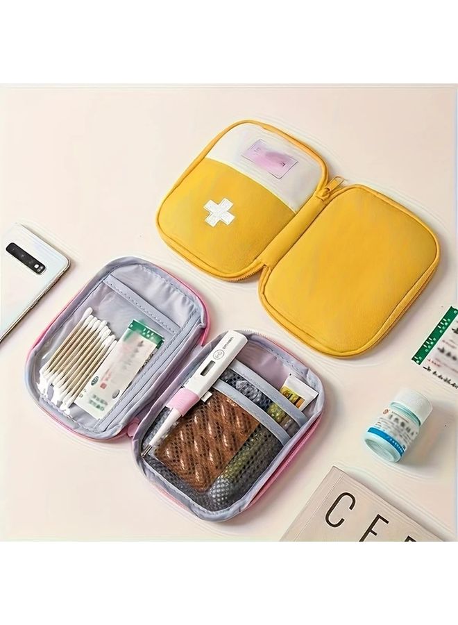 Large Pink Embroidery Details Portable Outdoor Fabric First Aid Medicine Storage Bag - Image 5