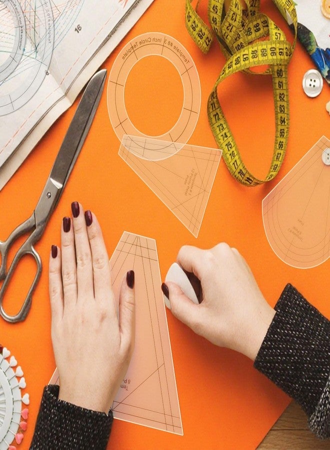 إيكيت مجموعة EEEKit، 10 قطع من قوالب اللحاف دريسدن، مسطرة قالب لحاف أكريليك بأشكال مختلفة، مسطرة مثلثة للخياطة والتطريز - Image 5