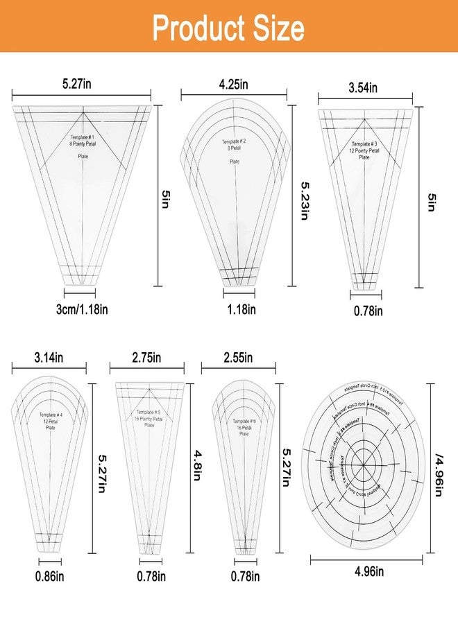 إيكيت مجموعة EEEKit، 10 قطع من قوالب اللحاف دريسدن، مسطرة قالب لحاف أكريليك بأشكال مختلفة، مسطرة مثلثة للخياطة والتطريز - Image 2
