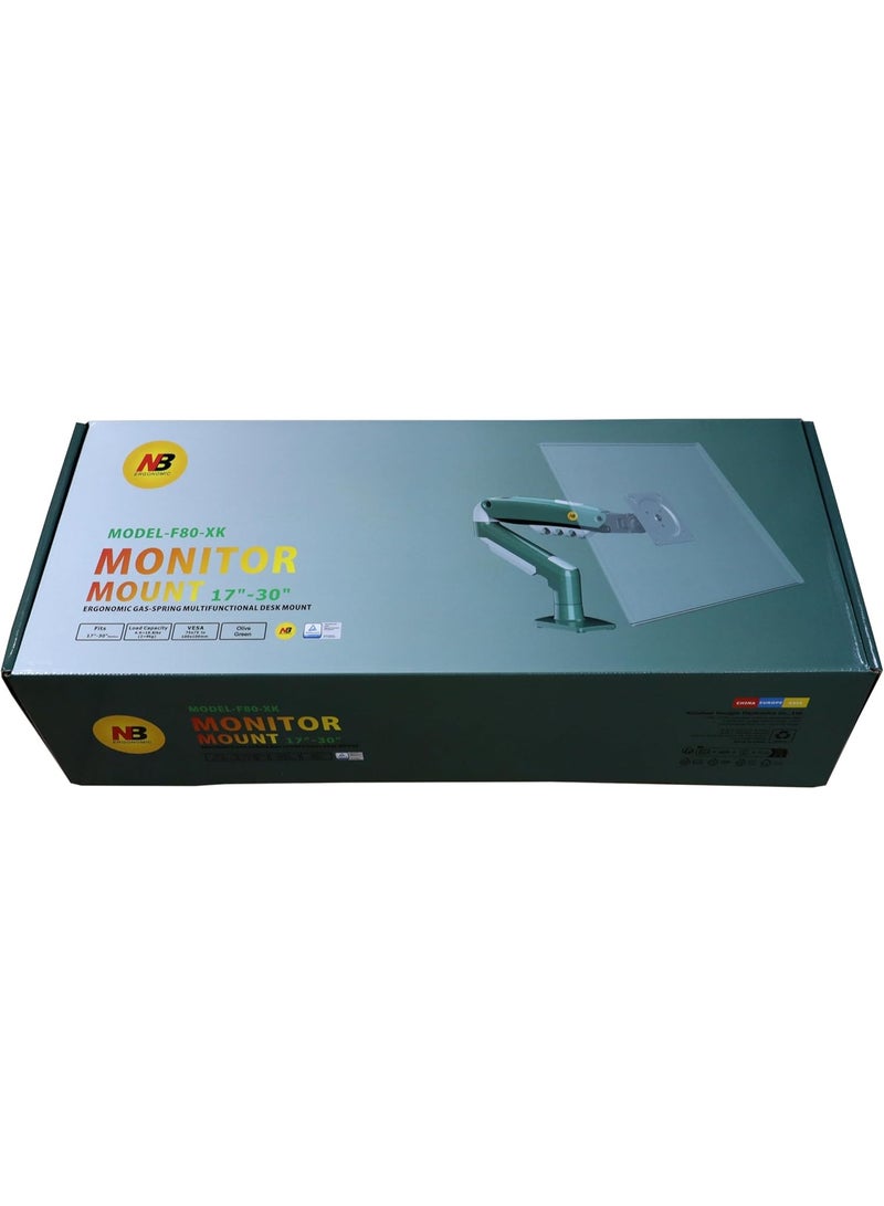 North Bayou NB-F80 Multi-Color Flexible Gas Spring Desktop Monitor Arm, 17" to 30" (Green) - Image 3