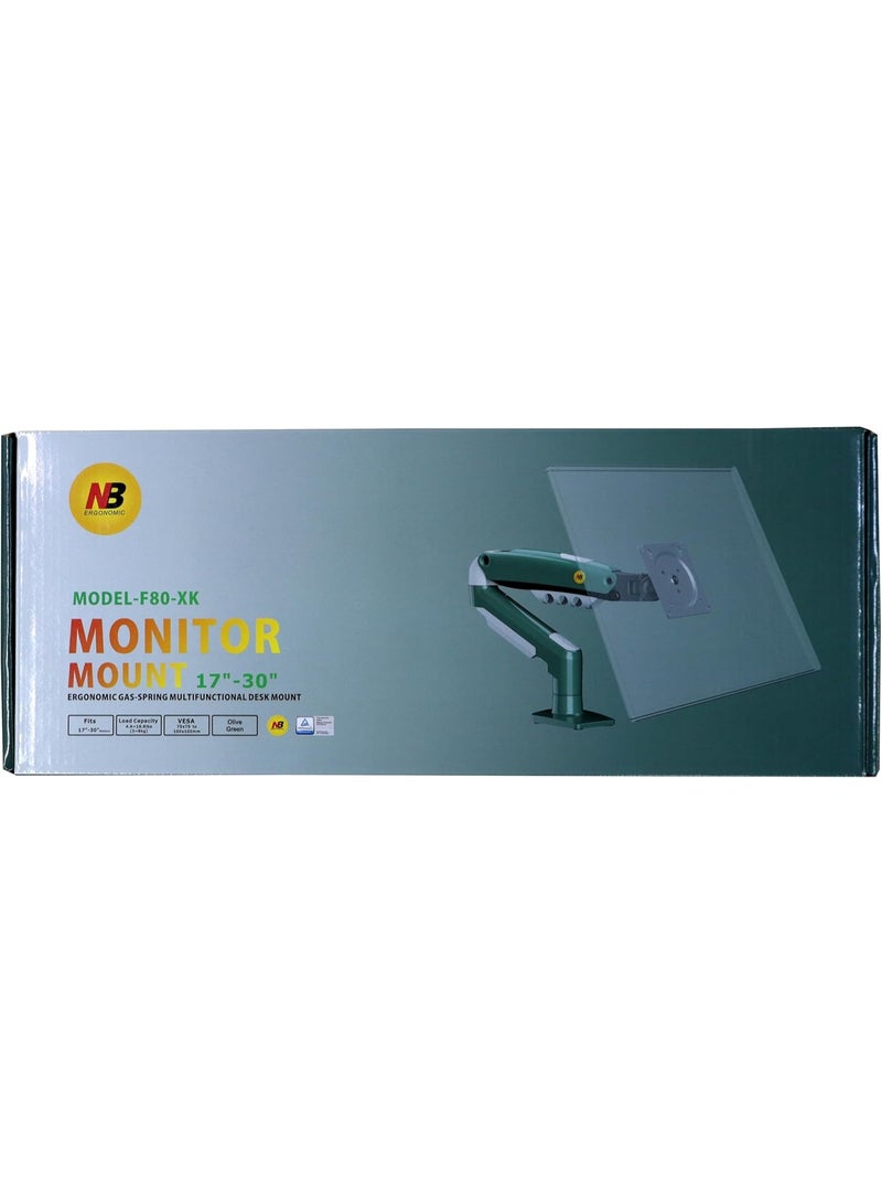 North Bayou NB-F80 Multi-Color Flexible Gas Spring Desktop Monitor Arm, 17" to 30" (Green) - Image 4