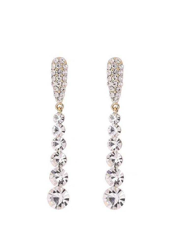 أقراط طويلة من حجر الراين ذات إبرة فضية عالية الجودة أنيقة وشعبية ذات مزاج عصري للنساء أقراط جديدة فاخرة من الزركون فائقة الوميض على شكل قطرة ماء - Image 1