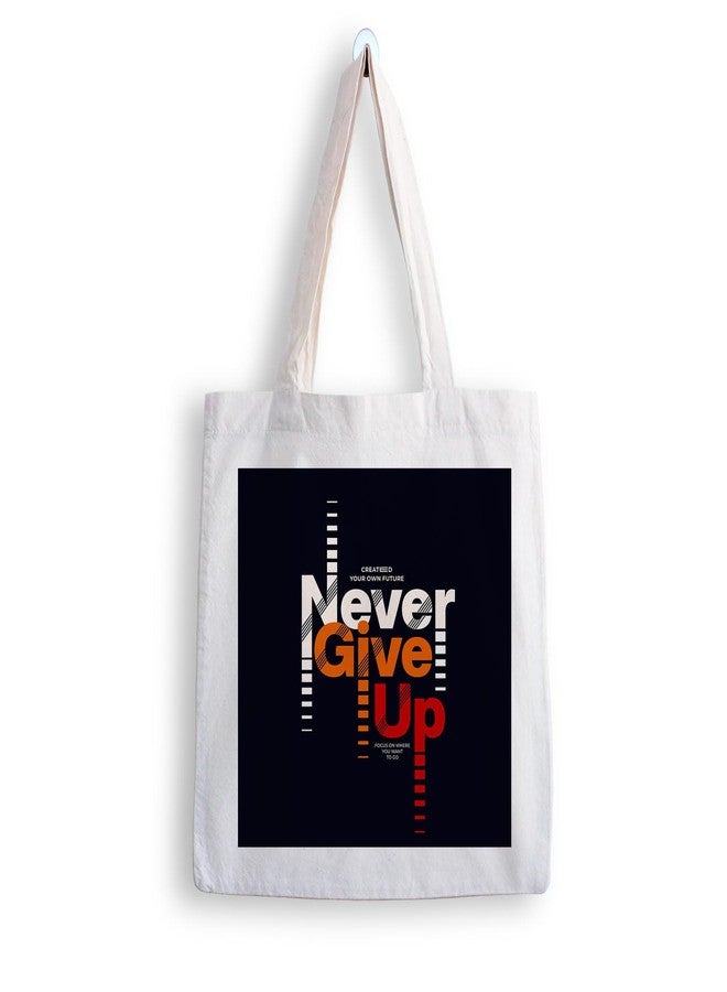 ARTBUG Tote Bag for Women with zip, Aesthetic Canvas tote bag for college girls, office, stylish and reusable - Never Give Up - D No - 093 - Image 1