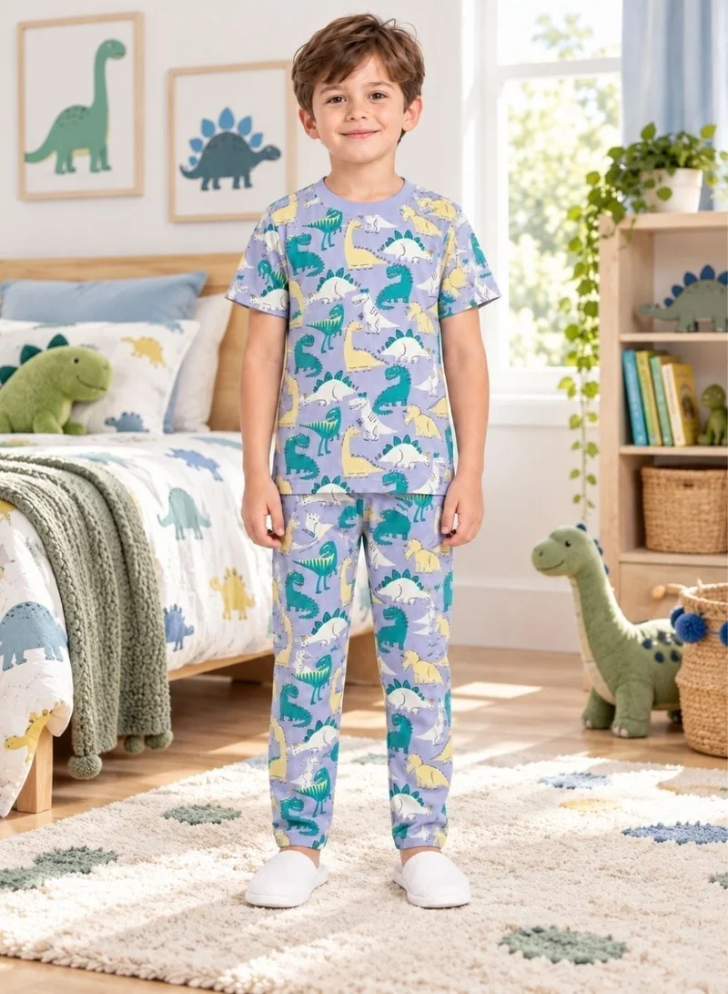 بيبي كلو Boys Grey Multicolor Dinosaur Print Pajama Set
