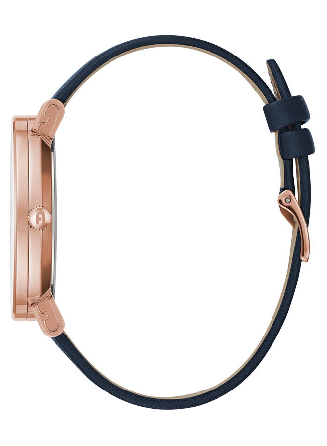 FURLA Minimal Shape Watch for Women Blue Dial  with Blue Medium & Dark Leather Band - Image 2