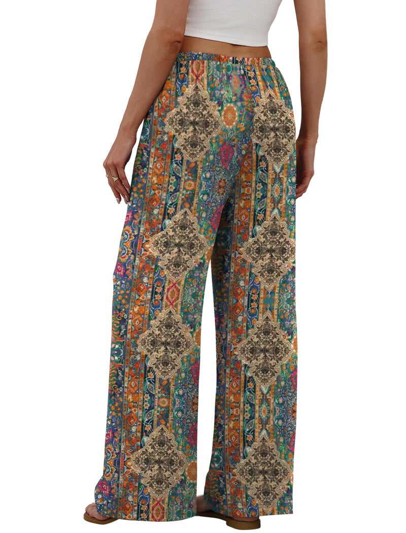 Sampeel Boho Pants for Women Dressy Casual Vacation Western Outfits Cowgirl Cute Clothes Summer 2026 Wide Leg Palazzo Trousers Lounge Pants Fashion Clothing L - Image 5