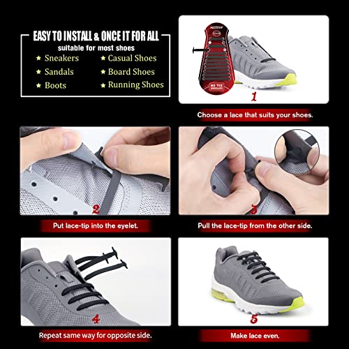 HOMAR No Tie Shoelaces for Kids Adults Stretch Elastic Tieless No Tie Shoe Laces - Image 4