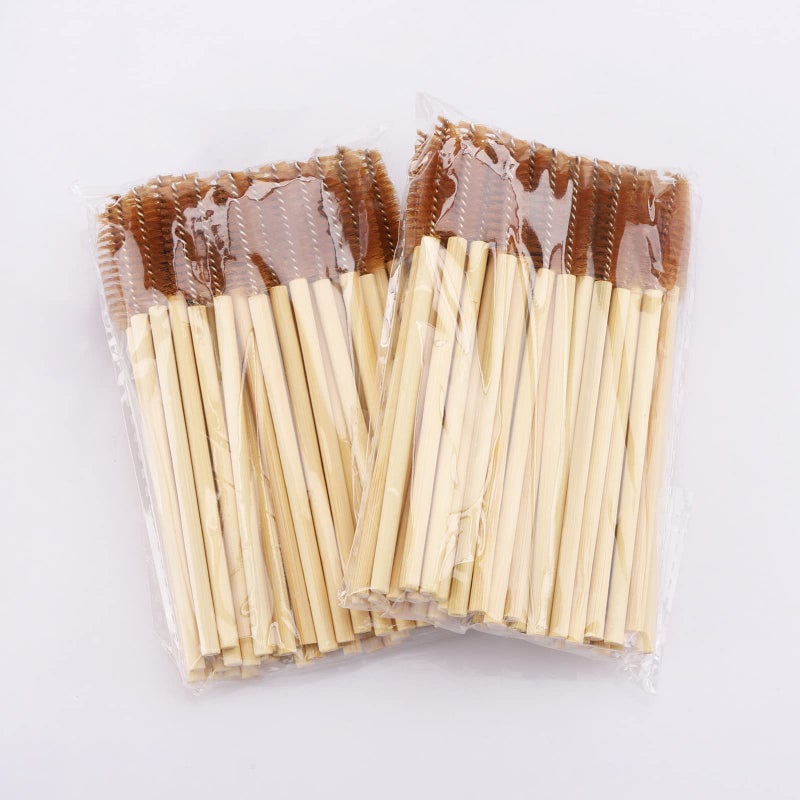 Tbestmax 100 Pcs Disposable Mascara Wands, Bamboo Spoolies Brush for Eyelash Extensions, Spooly Eyelash Eyebrow Brushes Lash Wand Applicator Makeup Kits, Brown - Image 4