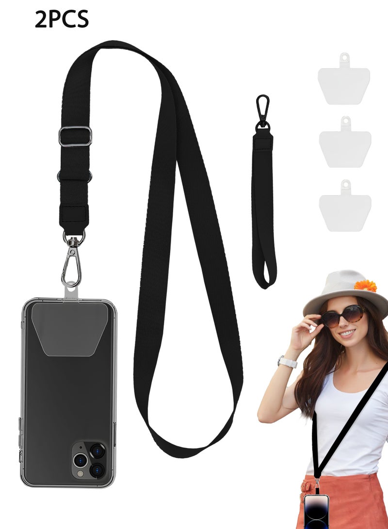 2-Piece Phone Lanyard, Neck Strap and Wrist Tether Key Chain Holder Universal for Phone Case Anchor Fit All Smartphone (Black)  - Image 1